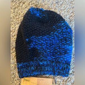 The Elder Statesman Cashmere Straight Ski Cap True Blue-Black Hat New